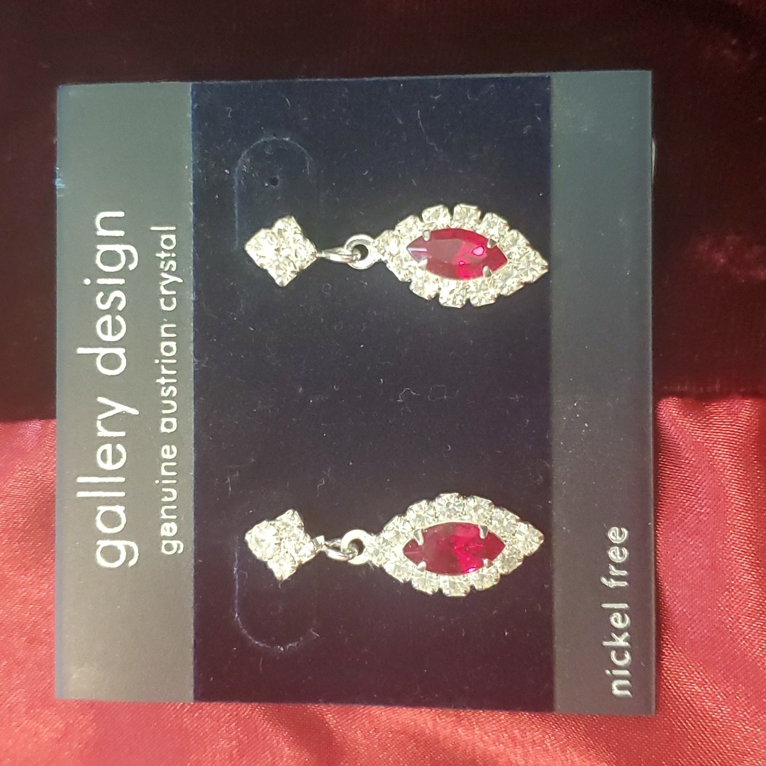 Sparkly Ruby Rhinestone Drop Earrings